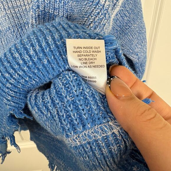 Pistola Blue Distressed Knitted Long Sleeved Sweater Chic Women's Size Small - Picture 7 of 8
